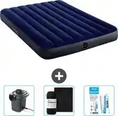 Bol.com Intex Luchtbed - Twijfelaar - 137 x 191 x 25 cm - Blauw - Inclusief pomp - Hoeslaken en Reparatieset aanbieding