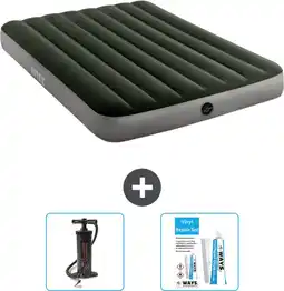 Bol.com Intex Luchtbed - Twijfelaar - 137 x 191 x 25 cm - Groen - Inclusief Pomp en Reparatieset aanbieding