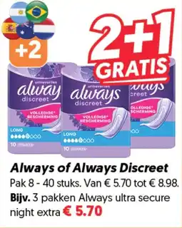 Dekamarkt Always of Always Discreet aanbieding