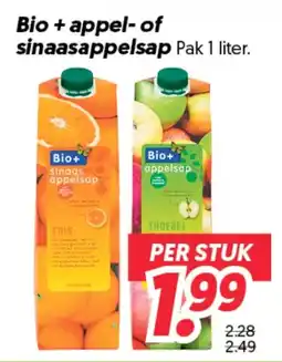 Dekamarkt Bio + appel of sinaasappelsap aanbieding