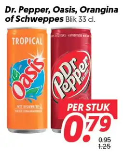 Dekamarkt Dr. Pepper, Oasis, Orangina of Schweppes aanbieding