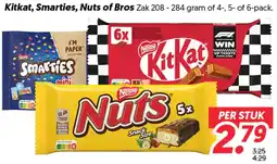 Dekamarkt Kitkat, Smarties, Nuts of Bros aanbieding