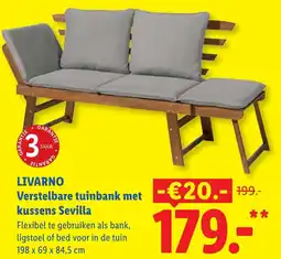 Lidl Livarno Verstelbare tuinbank met kussens Sevilla aanbieding