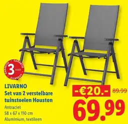 Lidl Livarno Set van 2 verstelbare tuinstoelen Houston aanbieding