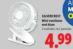 Lidl Silvercrest Mini ventilator met klem aanbieding