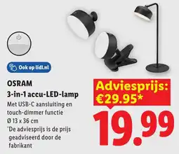 Lidl Osram 3-in-1 accu-LED-lamp aanbieding