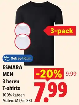 Lidl Esmara Men 3 heren T-shirts aanbieding