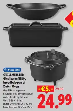 Lidl Grillmeister Gietijzeren BBQ, broodbak-pan of Dutch Oven aanbieding