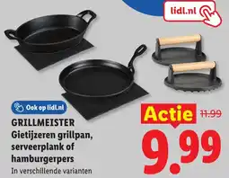 Lidl Grillmeister Gietijzeren grillpan, serveerplank of hamburgerpers aanbieding