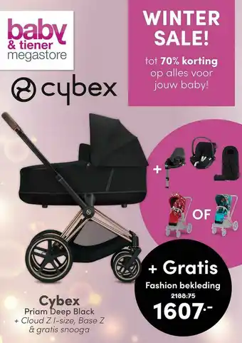 Baby & Tiener Cybex Priam Deep Black Kinderwagen + Cloud Z I-Size, Base Z & Gratis Snooga aanbieding