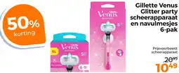 Trekpleister Gillette Venus Glitter party scheerapparaat en navulmesjes aanbieding