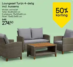 Leen Bakker Loungeset Turijn 4-delig incl. kussens aanbieding