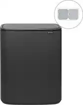 Bol.com Brabantia Bo Touch Bin Prullenbak - 2 x 30 liter - Afvalscheiding - Mineral Infinite Grey aanbieding