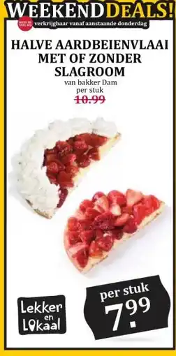 Boon`s Markt HALVE AARDBEIENVLAAI MET OF ZONDER SLAGROOM aanbieding