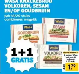 Boon`s Markt WASA KNÄCKEBRÖD VOLKOREN, SESAM EN/OF GOUDBRUIN aanbieding