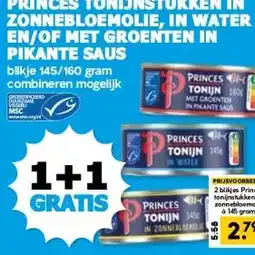 Boon`s Markt PRINCES TONIJNSTUKKEN IN ZONNEBLOEMOLIE, IN WATER EN/OF MET GROENTEN IN PIKANTE SAUS aanbieding