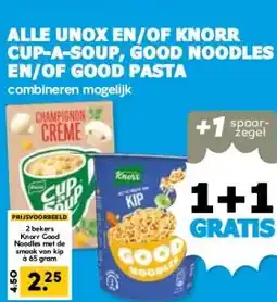 Boon`s Markt ALLE UNOX EN/OF KNORR CUP-A-SOUP, GOOD NOODLES EN/OF GOOD PASTA aanbieding