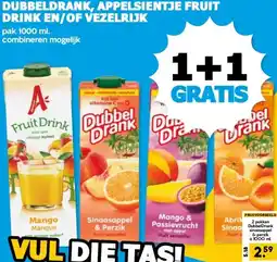 Boon`s Markt DUBBELDRANK, APPELSIENTJE FRUIT DRINK EN/OF VEZELRIJK aanbieding