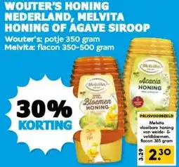 Boon`s Markt WOUTER'S HONING NEDERLAND, MELVITA HONING OF AGAVE SIROOP aanbieding
