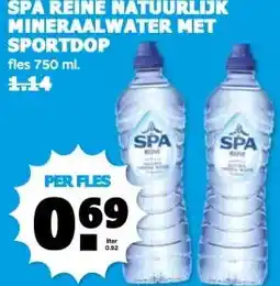 Boon`s Markt SPA REINE NATUURLIJK MINERAALWATER MET SPORTDOP aanbieding