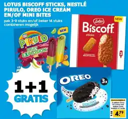 Boon`s Markt LOTUS BISCOFF STICKS, NESTLÉ PIRULO, OREO ICE CREAM EN/OF MINI BITES aanbieding