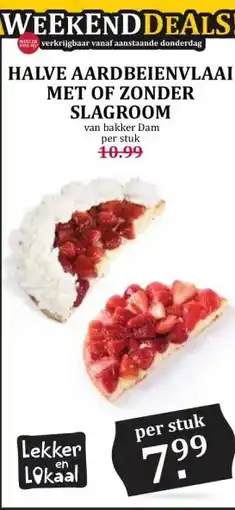 Boon`s Markt HALVE AARDBEIENVLAAI MET OF ZONDER SLAGROOM aanbieding