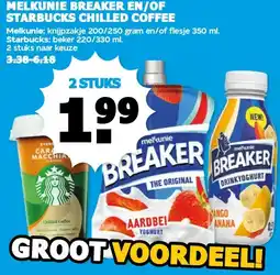 Boon`s Markt MELKUNIE BREAKER EN/OF STARBUCKS CHILLED COFFEE aanbieding