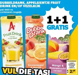 Boon`s Markt DUBBELDRANK, APPELSIENTJE FRUIT DRINK EN/OF VEZELRIJK aanbieding