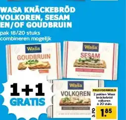 Boon`s Markt WASA KNÄCKEBRÖD VOLKOREN, SESAM EN/OF GOUDBRUIN aanbieding