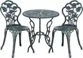 Bol.com Bistroset balkonset gietijzer tuintafel en 2 tuinstoelen groen aanbieding