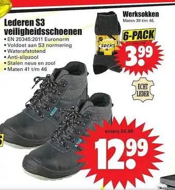 Dirk Lederen S3 Veiligheidsschoenen Of Wersokken aanbieding