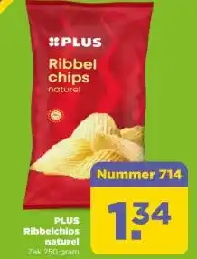 PLUS PLUS Ribbelchips naturel aanbieding