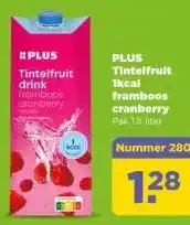 PLUS PLUS Tintelfruit 1kcal framboos cranberry aanbieding