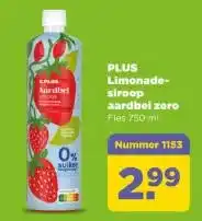 PLUS PLUS Limonade- siroop aardbei zero aanbieding