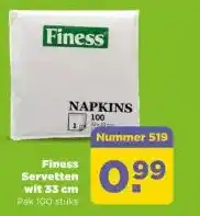 PLUS Finess Servetten wit 33 cm aanbieding