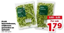 PLUS PLUS Sperziebonen, snijbonen gesneden en spinazie aanbieding