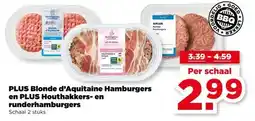 PLUS PLUS Blonde d'Aquitaine Hamburgers en PLUS Houthakkers- en runderhamburgers aanbieding