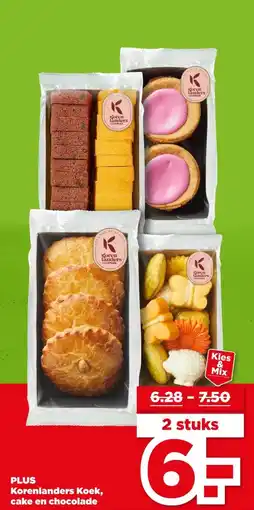 PLUS PLUS Korenlanders Koek, cake en chocolade aanbieding
