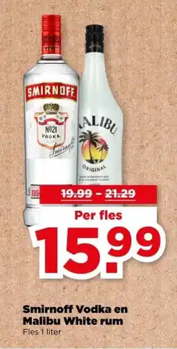 PLUS Smirnoff Vodka en Malibu White rum aanbieding