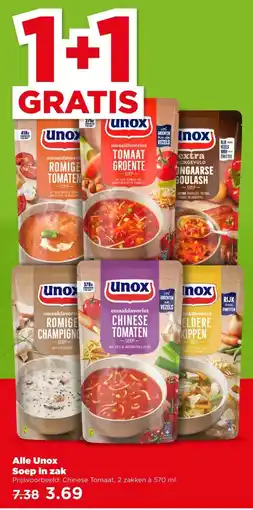 PLUS Alle Unox Soep in zak aanbieding