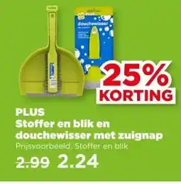 PLUS PLUS Stoffer en blik en douchewisser met zuignap aanbieding