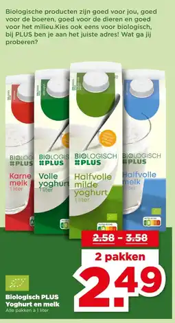 PLUS Biologisch PLUS Yoghurt en melk aanbieding