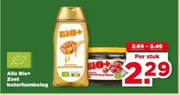 PLUS Alle Bio+ Zoet boterhambeleg aanbieding