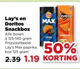 PLUS Lay's en Doritos Snackbox aanbieding