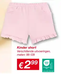 Kik Kinder short aanbieding