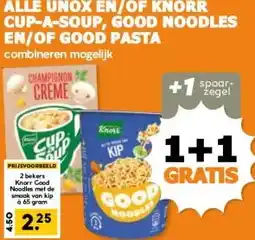 Coop ALLE UNOX EN/OF KNORR CUP-A-SOUP, GOOD NOODLES EN/OF GOOD PASTA aanbieding