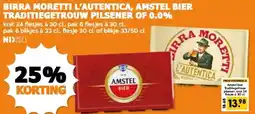 Coop BIRRA MORETTI L'AUTENTICA, AMSTEL BIER TRADITIEGETROUW PILSENER OF 0.0% aanbieding