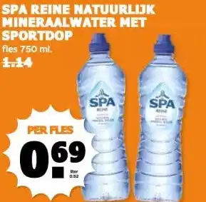 Coop SPA REINE NATUURLIJK MINERAALWATER MET SPORTDOP aanbieding