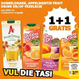 Coop DUBBELDRANK, APPELSIENTJE FRUIT DRINK EN/OF VEZELRIJK aanbieding