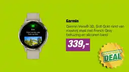 EP Garmin Venu® 3S, Soft Gold rand van roestvrij staal met French Grey behuizing en siliconen band aanbieding
